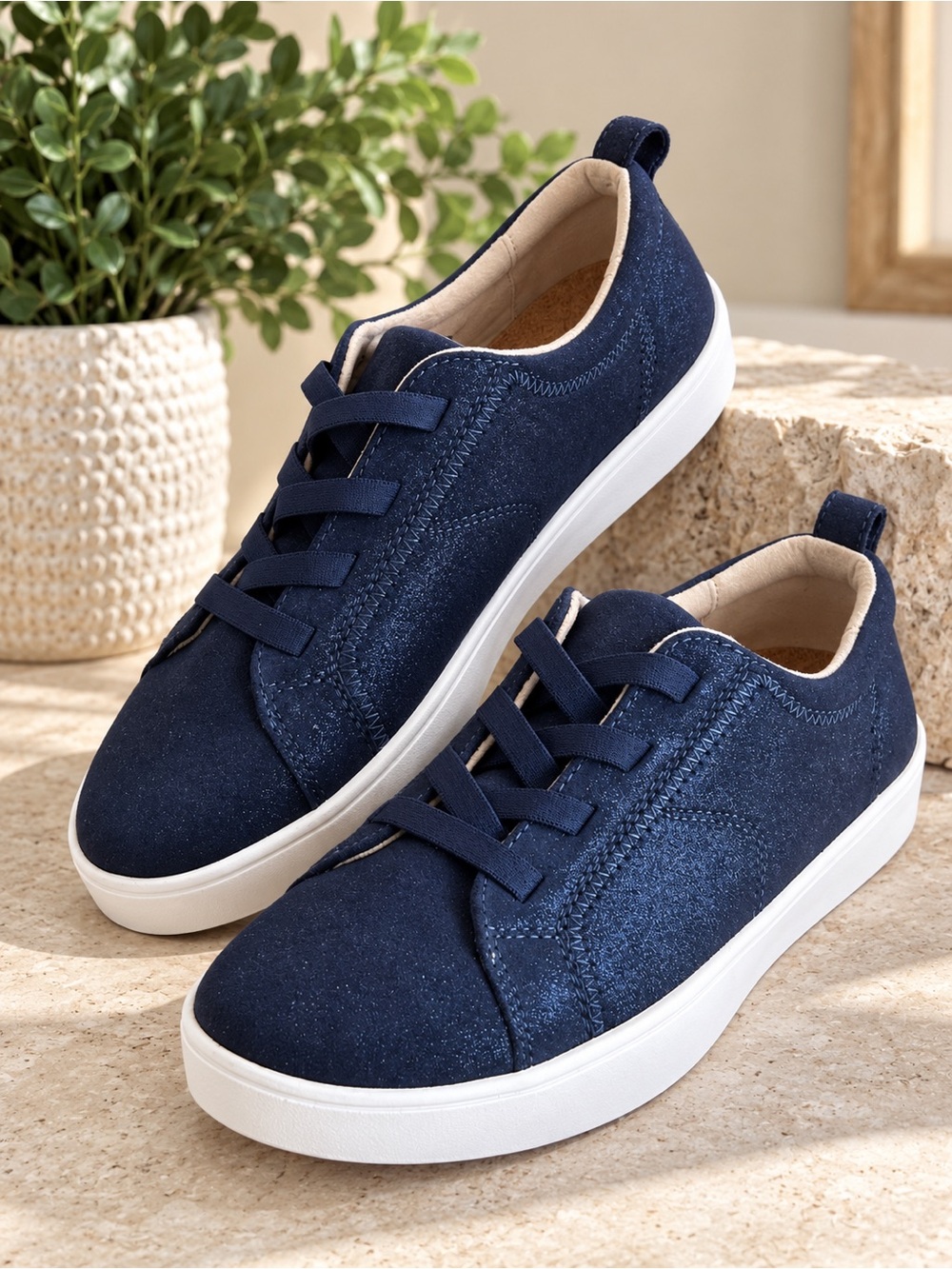 Revitalign Malibu Misty Suede Sneakers Peacoat Shimmer Blue Size 9 #77